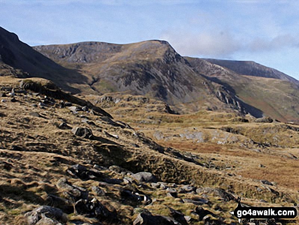 Y Garn (Glyderau) (far left), Foel-goch (Glyderau) and Carnedd y Filliast from Llyn Idwal