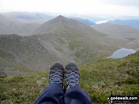 Walk c427 Helvellyn via Striding Edge from Patterdale - Catstye Cam and Red Tarn from the top of Helvellyn, May 2012