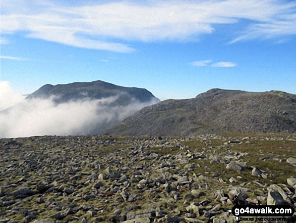 Walk c194 Scafell Pike from The Old Dungeon Ghyll, Great Langdale - Scafell Pike (left) and Broad Crag (right) from Ill Crag