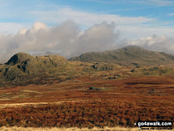 Harter Fell (Eskdale) (right) and Green Crag (Ulpha Fell) (left) from Great Worm Crag