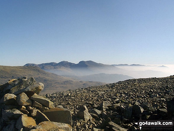 Walk c267 Haycock, Iron Crag, Lank Rigg and Grike from Ennerdale Water - The Scafell Massif from the summit of Haycock