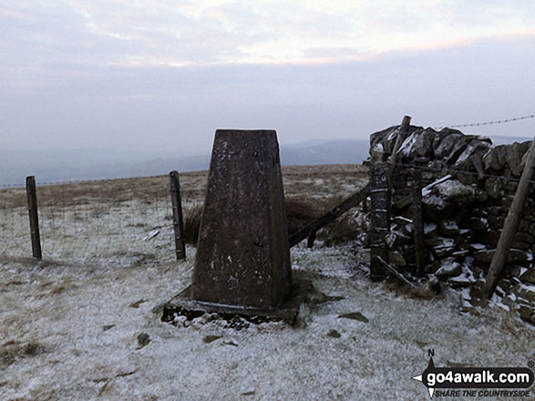 Walk c448 Renwick Fell (Thack Moor) from Renwick - Renwick Fell (Thack Moor) summit Trig Point under a light dusting of snow