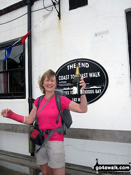 Celebrating at Robin Hood's Bay - the end of Wainwright's Coast to Coast Walk