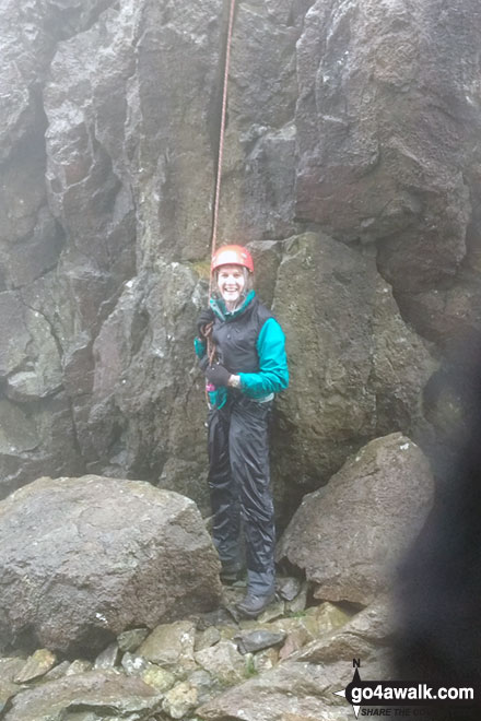 At the bottom of the abseil off Pillar Rock