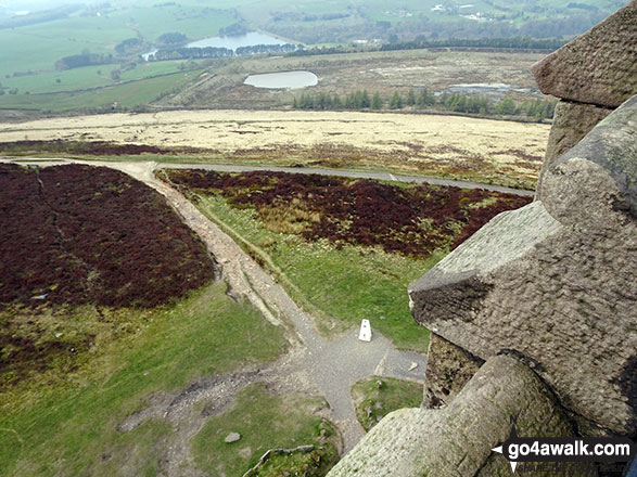 The Trig Point on the summit of Darwen Hill (Darwen Moor) from the top of Jubilee Tower