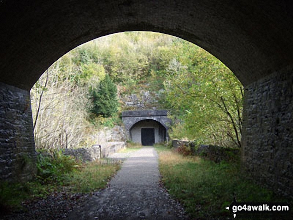 Walk d173 Chelmorton from Wye Dale - The Monsal Trail in Wye Dale where it emerges from one tunnel to reach a 2nd blocked one