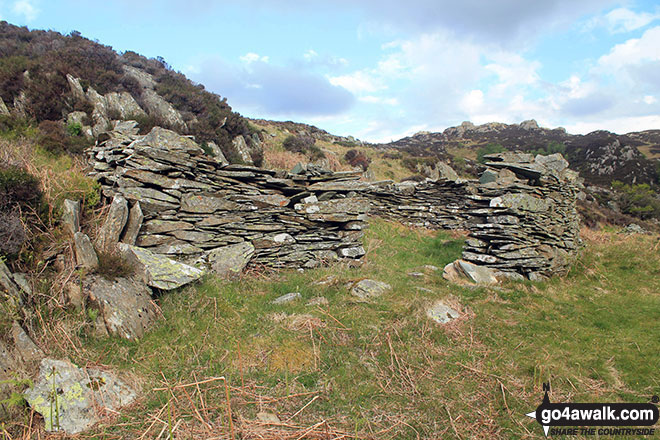 Walk c369 High Raise, Ullscarf and Grange Fell from Rosthwaite - Ruin beside the path up and down King's How