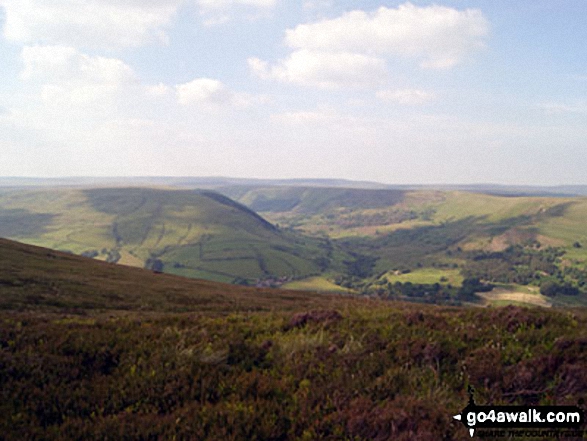 The view up the Alport Valley from Crookstone Knoll on the northern edge of the Kinder Plateau