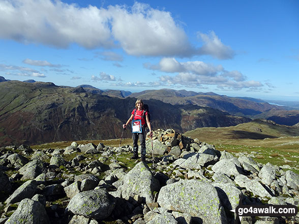 Walk c369 High Raise, Ullscarf and Grange Fell from Rosthwaite - On the summit of High Raise (Langdale)