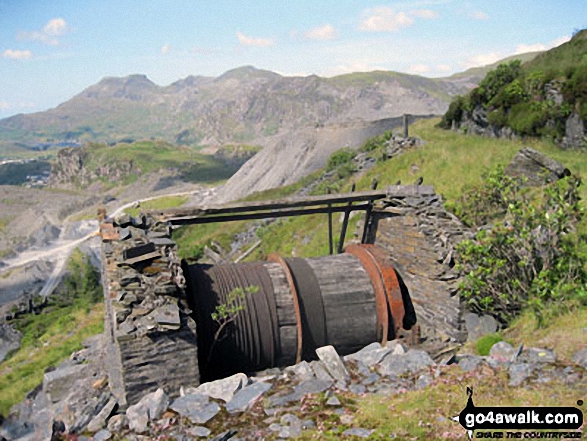 Moelwyn Bach, Craigysgafn and Moelwyn Mawr from Drum House at the top of a disused incline in Maen-offeren Quarry