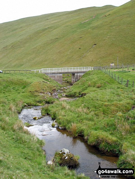 Walk n128 Windy Gyle from Wedder Leap, Barrowburn - Trows Burn Bridge, Trows