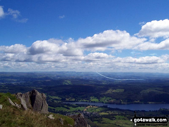 Walk c179 The Seathwaite Round from Seathwaite (Duddon Valley) - Coniston Water from The Old Man of Coniston summit