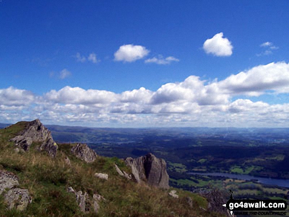 Walk c179 The Seathwaite Round from Seathwaite (Duddon Valley) - Coniston Water from The Old Man of Coniston summit