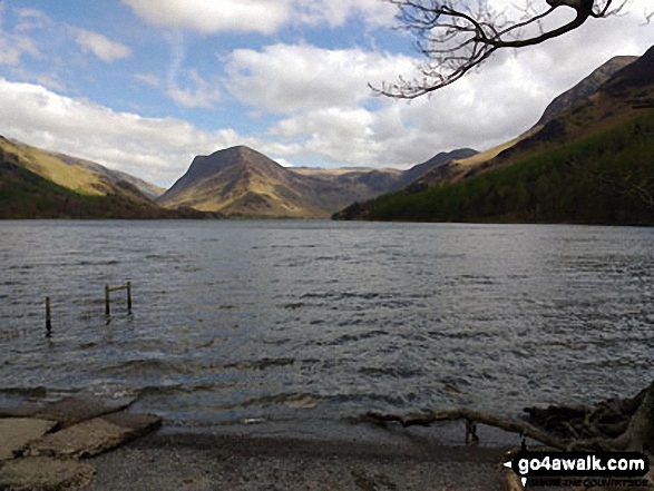 Walk c263 The High Stile Ridge from Buttermere - Honister Pass (left), Fleetwith Pike, Hay Stacks (Haystacks) and High Crag (Buttermere) across Buttermere