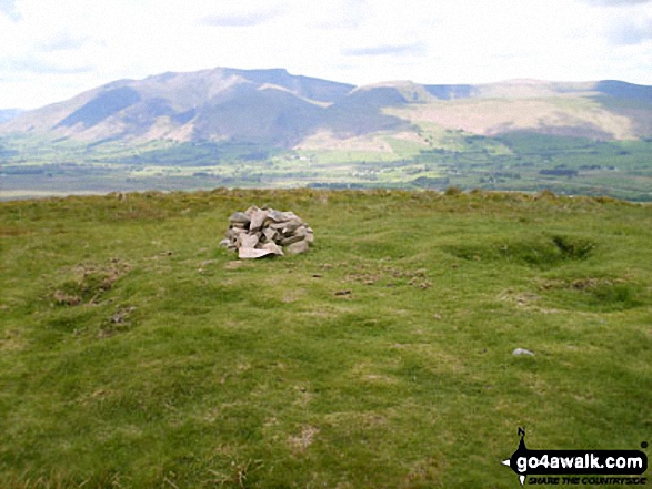 Walk c168 Great Mell Fell from Brownrigg Farm - Great Mell Fell summit cairn - with Blencathra (or Saddleback) in the background