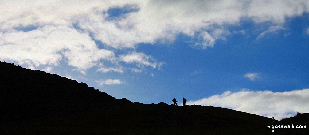 Walk ny101 The Yorkshire Three Peaks from Horton in Ribblesdale - Walkers on Ingleborough