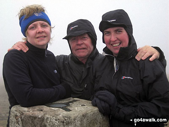 Walk ny101 The Yorkshire Three Peaks from Horton in Ribblesdale - Hayley Me and Jo on top of Whernside Summit - giving the Yorkshire Three Peaks Challenge Walk another bash