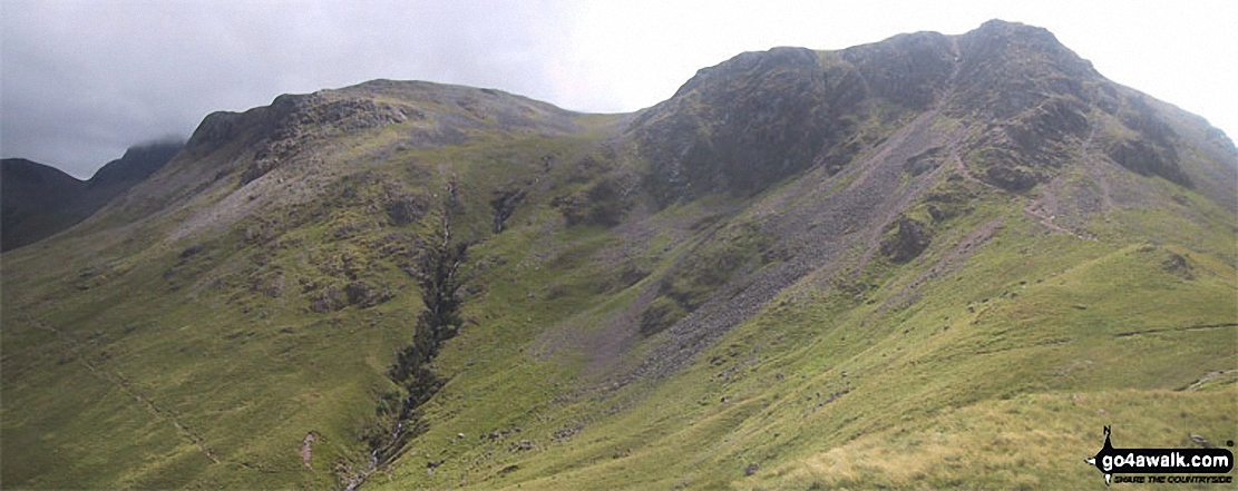 Walk c160 Pillar from Gatesgarth, Buttermere - Kirk Fell (East Top) (left) and Kirk Fell from Black Sail Pass