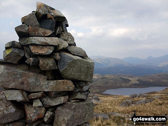 Walk c462 The Devoke Water Fells from Birker Fell - White Pike (Birkby Fell) summit cairn above Devoke Water