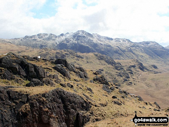 A dusting of snow on Crinckle Crags from Great Moss