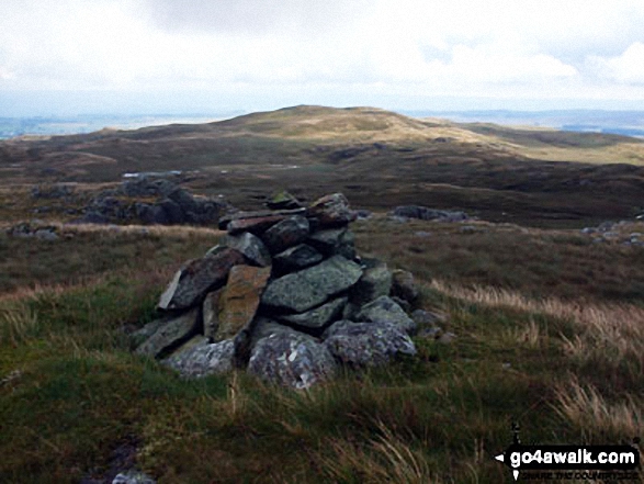 Walk c431 The Wet Sleddale Wainwright Outlying Fells - Looking back to Fewling Stones from High Wether Howe summit cairn