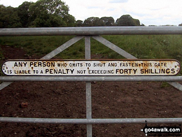 Gate sign near Redes Mere.