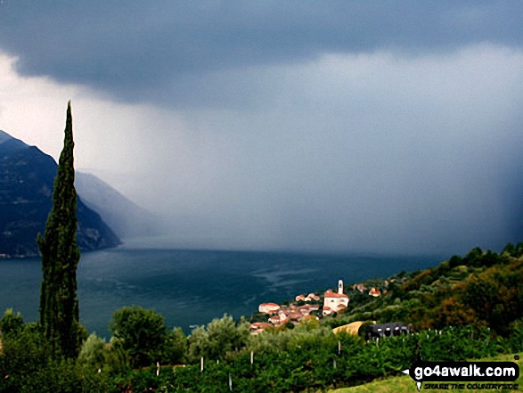 Storm approaching over Lake Iseo from Monte Isola