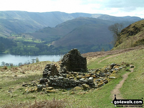 Walk c352 Gowbarrow Fell (Airy Crag) from Aira Force - Shooting lodge below Gowbarrow Fell (Airy Crag)