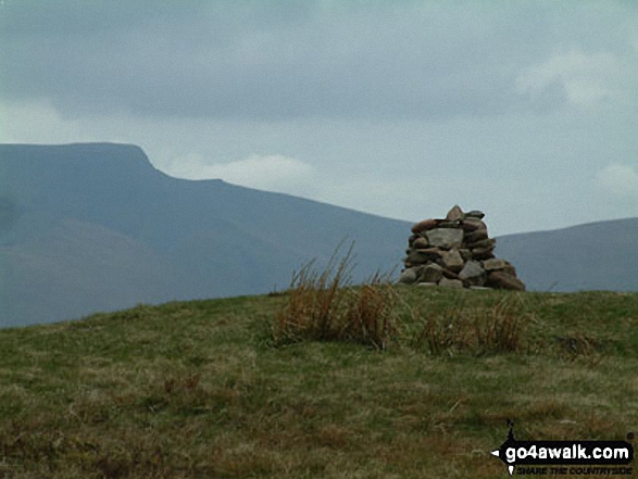 Walk c168 Great Mell Fell from Brownrigg Farm - Great Mell Fell Summit cairn with Sharp Edge (left) clearly visible beyond