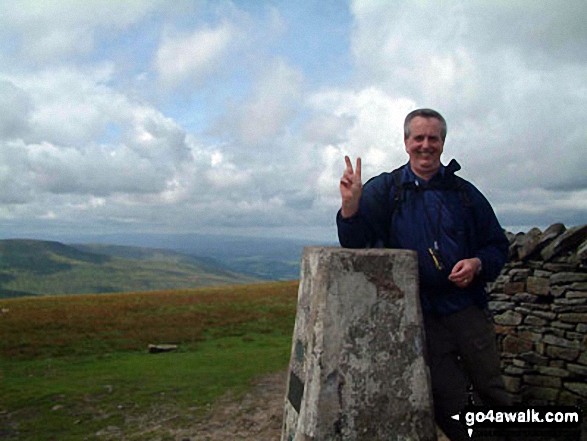 Walk c314 Whernside from Dent - On Whernside summit during The Yorkshire Three Peaks Challenge