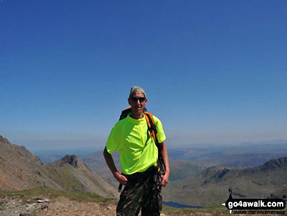 Walk gw158 Garnedd Ugain, Snowdon, Moel Cynghorion, Foel Gron and Moel Eilio from Llanberis - On the summit of Snowdon as part of a sponsored walk for Southmead Hospital, Bristol