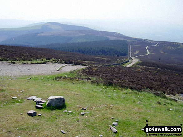 Walk dn174 Moel Famau from Bwlch Penbarras - Foel Fenlli from The Offa's Dyke Path<br> on the summit of Moel Famau