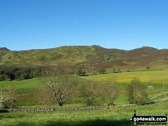 Walk n104 Drake Stone from Harbottle - The Harbottle Hills from Harbottle Castle