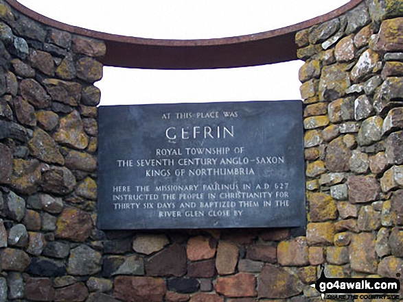 Just off The St Cuthbert's Way on the B6351 between Kirknewton and Yeavering is this monument marking the site of The Palace of Ad Gefrin