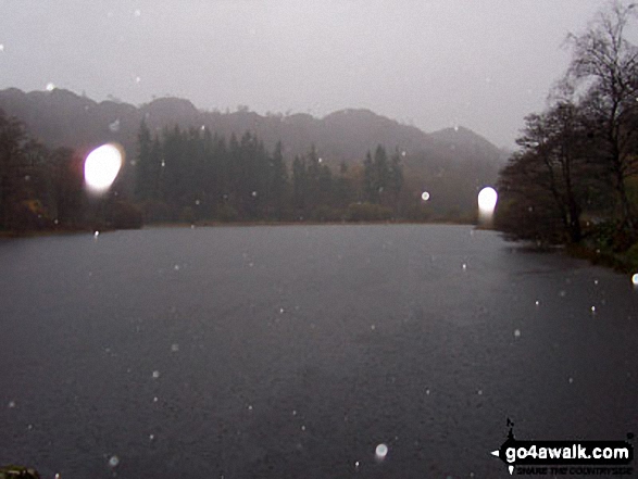 Yew Tree Tarn in the rain - lots of rain!