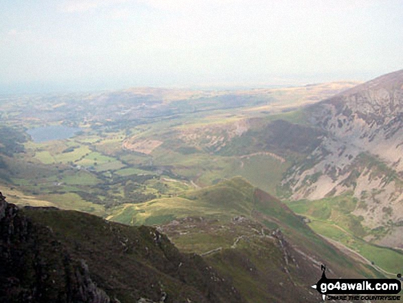 Llyn Nantlle Uchaf, Dyffryn Nantlle and the shoulder of Mynydd Mawr from Y Garn (Moel Hebog)