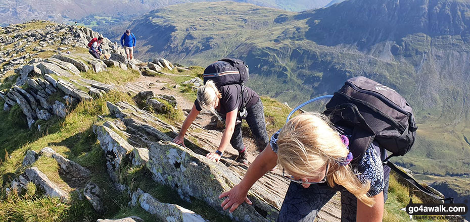 Walk c427 Helvellyn via Striding Edge from Patterdale - Emma Cooper & Rachel Hargreaves tackling Striding Edge