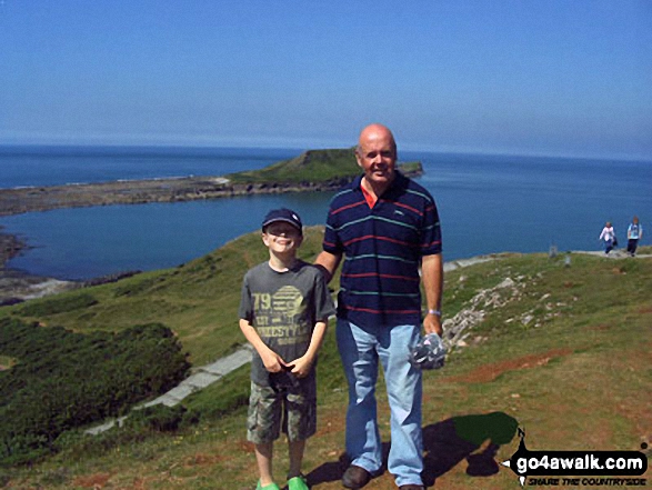 My husband and son on top of Worms Head/Penrhyn-Gwyr