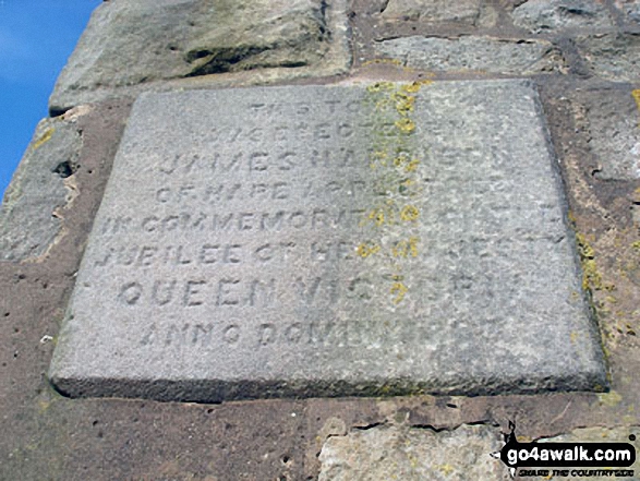 Stone plaque celebrating the Jubilee of Queen Victoria, Jubilee Tower on Abbeystead Fell