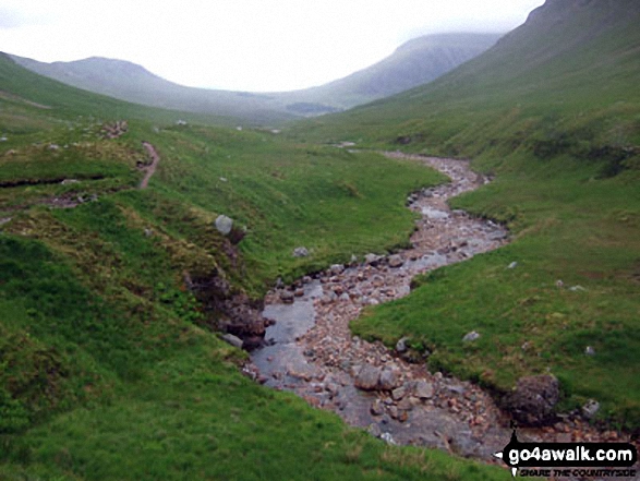 Walk h179 Stob Coire Raineach (Buachaille Etive Beag) and Buachaille Etive Beag (Stob Dubh) via Lairig Gartain from The Pass of Glencoe - The River Coupall in Lairig Gartain