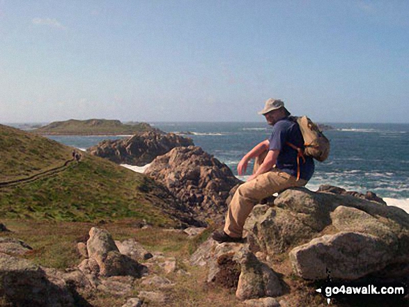 This is my husband Wayne at the top of Shipman Head Down overlooking Hell Bay on Bryher in the Isles of Scilly,