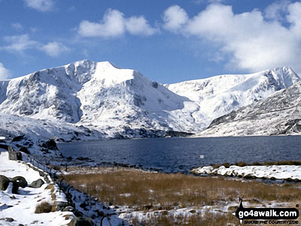 Y Garn (Glyderau) (left) and Foel Goch (far right) across Llyn Ogwen from Glan Dena