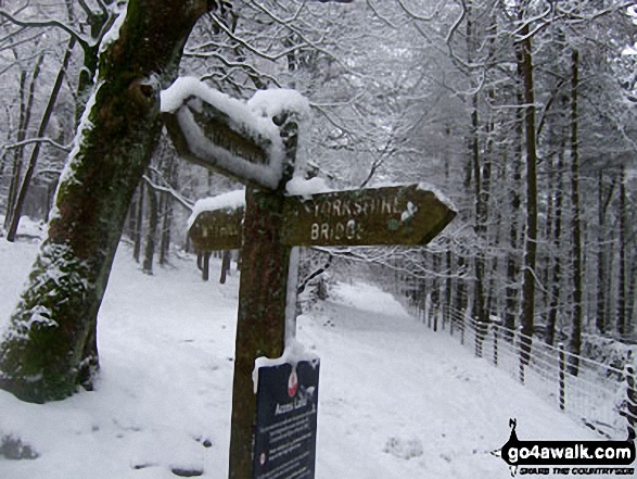 Walk d288 Winhill Pike from Hope - Icy sign post on Winhill Pike (Win Hill) in heavy snow