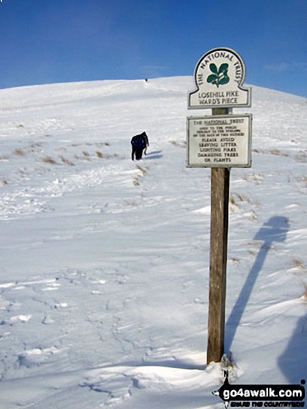 Climbing towards the summit of  Lose Hill (Ward's Piece) in arctic snow conditions