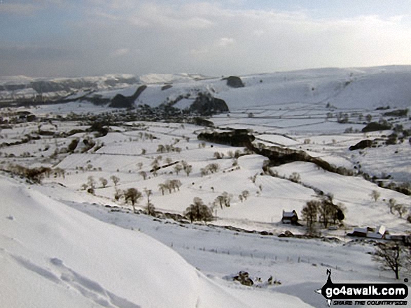 Castleton from Hollins Cross under a blanket of snow