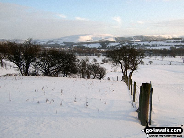 Shatton Edge from snowy fields near Spring House Farm between Castleton and Hope