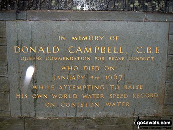 Walk c210 The Old Man of Coniston from the Walna Scar Road, Coniston - Donald Campbell Memorial, Coniston