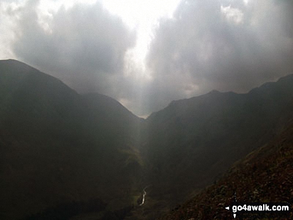 Storms developing over Fairfield (left) and Dollywaggon Pike (right) from Brownend Plantation, Grisedale