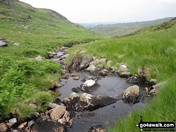 Walk cw115 Allt-fawr, Moel Druman and Ysgafell Wen from Crimea Pass (Bwlch y Gorddinan) - Afon Lledr below Moel Fleiddiau