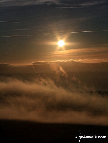 Walk ny333 The Yorkshire Three Peaks Challenge as a 3 day walk - Day 3 from Horton in Ribblesdale - Sunset from the summit of Ingleborough